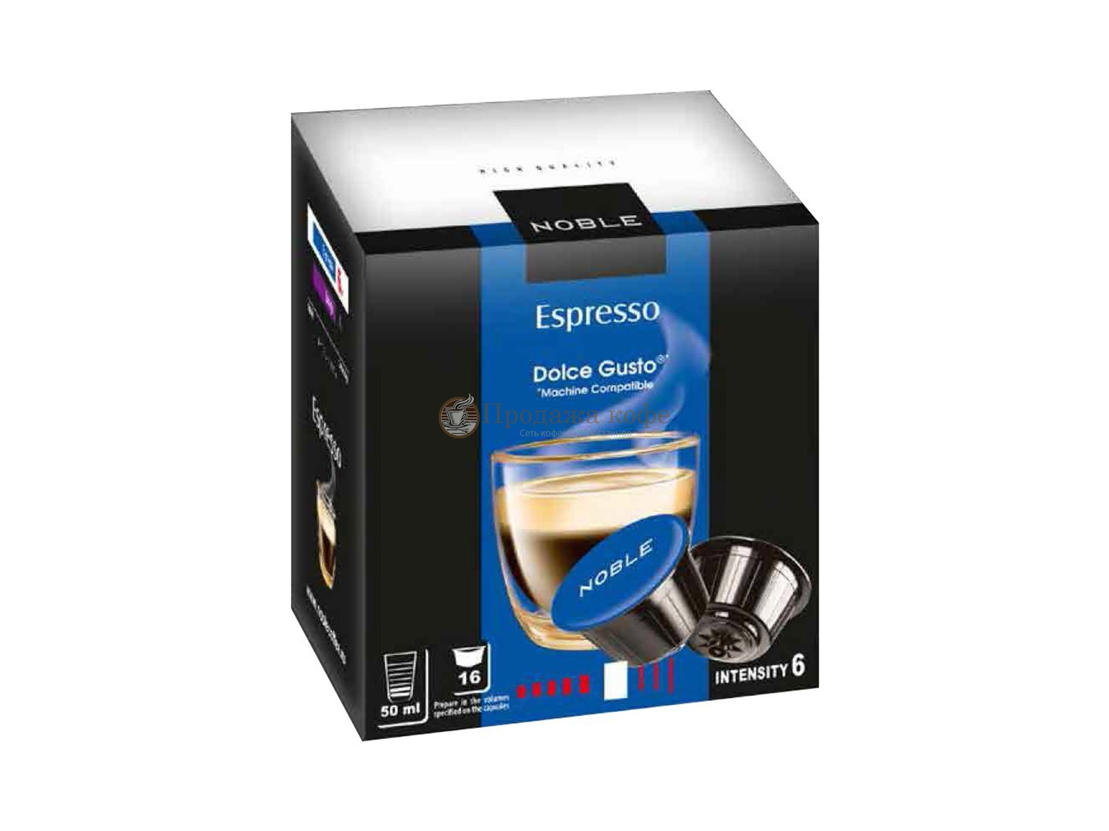 Кофе в капсулах Noble Espresso (Нобле Эспрессо), упаковка 16 капсул, формат Dolce Gusto (Дольче Густо)